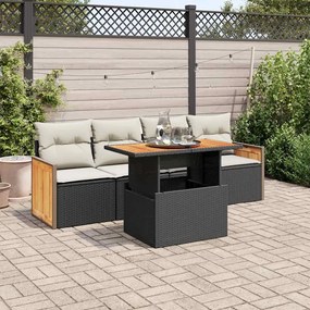vidaXL Set mobilier de grădină cu perne, 5 piese,poliratan/lemn acacia