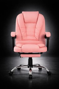 Scaun directorial, Masaj în perna lombară, Suport picioare, Rabatabil, piele PU, Roz