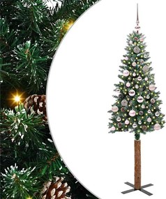 vidaXL Brad de Crăciun subțire Verde 150 cm PVC și lemn de PIN masiv