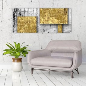 Tablou - Pătrate de aur N⁰3 (120x50 cm)