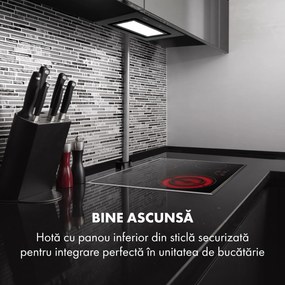 Klarstein Hektor Brilliant Edition, hotă încorporată, 52 cm, 506 m³ / h, touch, neagră