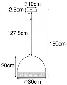 Lampă suspendată orientală neagră cu ratan 30 cm - Magna Rotan
