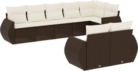 vidaXL Set canapele de grădină cu perne, 8 piese, maro, poliratan