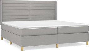 vidaXL Pat box spring cu saltea, gri deschis, 200x200 cm, textil