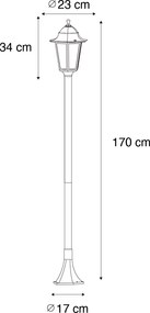 Lampa de exterior clasica in picioare verde inchis 170 cm IP44 - New Orleans