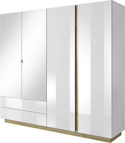 Dressing CITY, alb/stejar grandson, PAL laminat, cu iluminare LED, cu