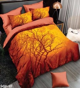 Lenjerie de pat din catifea, pat 2 persoane, 6 piese, portocaliu, S450-03
