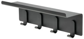 Cuier de perete negru cu raft din oțel 11,5 cm A-Hallway – Zone