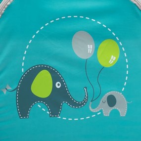 Pătuț de călătorie cu pat suspendat Baby Mix Elefanți albastru, 120 x 78,5 x 62 cm