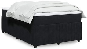 vidaXL Pat box spring cu saltea, negru, 120x190 cm, catifea