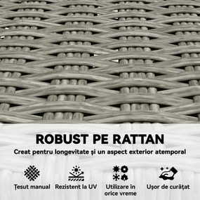 Outsunny Set de 2 Scaune de Grădină din Ratan PE, Scaune Pliabile de Exterior, Structură din Lemn de Salcâm, pentru Balcon, Terasă, Suport până la 160 kg, Gri | Aosom Romania