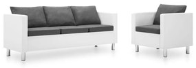 275512 vidaXL Set canapele, 2 piese, alb și gri deschis, piele ecologică