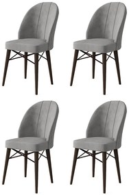 Set 4 scaune haaus Ritim, Gri/Maro, textil, picioare metalice
