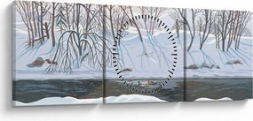 Tablou - Vulpe în peisaj de iarnă (cu ceas) (90x30 cm)