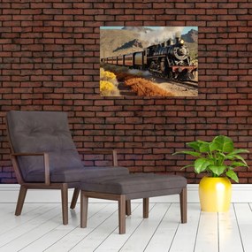 Tablou pe sticlă - Locomotivă cu aburi (70x50 cm)