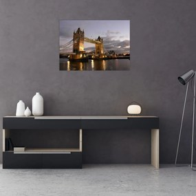 Tablou pe sticlă - Tower Bridge la noapte (70x50 cm)