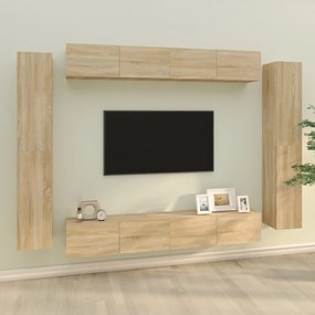 vidaXL Set dulap TV, 8 piese, stejar sonoma, lemn prelucrat
