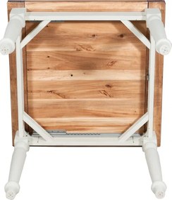 Masa pliabila, L90(180) 90 H80 cm, culoare natur alb antic, Lemn masiv