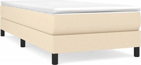 vidaXL Pat box spring cu saltea, crem, 80x200 cm, textil
