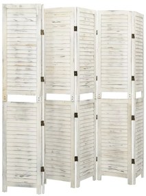 Separator camera cu 6 panouri, alb antic, 215x166 cm, lemn 215 x 166 cm, 1