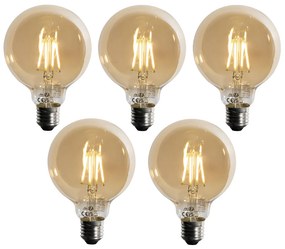 Set de 5 Becuri LED E27, cu 3 trepte de intensitate, auriu G95 4W 450 lm 2700K