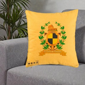 Perna Personalizata FC United Ploiesti 1906 Fotbal, 40x40 cm, Galben, Husa Detasabila, Perna Inclusa, BEKZ®