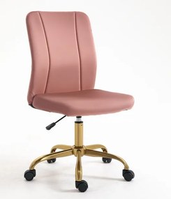 Vinsetto Scaun de birou design contemporan cu pivot 360° ergonomic spătar curb înălțime reglabilă înveliș din catifea 56 x 60 x 102 cm roz și aurie | Aosom Romania