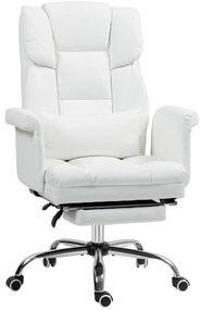 HOMCOM Scaun de birou ergonomic, înălțime reglabilă 48-56 cm, spătar cu înclinare, suport pentru picioare, alb | Aosom Romania