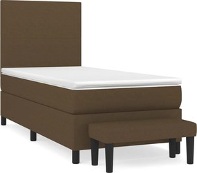 vidaXL Pat box spring cu saltea, maro închis, 90x190 cm, textil