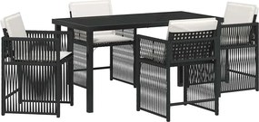 vidaXL Set de masă pentru grădină 5 pcs Negru poliratan