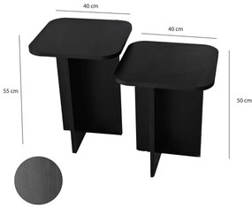 Set 2buc. măsuțe laterale Diveta (negru) . 1094794