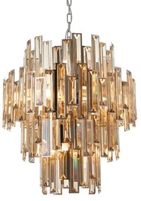 Lustră de cristal pe lanț Endon 72744 VIVIANA 12xE14/40W/230V fumuriu