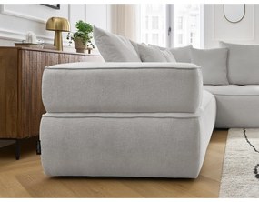 Colțar gri deschis cu tapițerie din chenille (cu colț pe partea dreaptă/în formă de ”L”) Whesley – Bobochic Paris