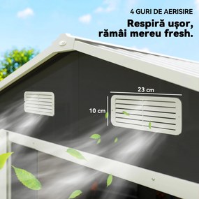 Outsunny Magazie de Gradina, Suport pentru Unelte din Otel cu Usi Glisante si Orificii de Aerisire, 196x236x208 cm, Maro | Aosom Romania