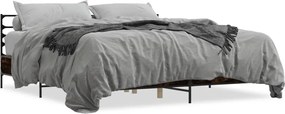 vidaXL Cadru de pat, stejar fumuriu 180x200 cm lemn prelucrat și metal