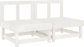 vidaXL Canapele de mijloc pentru grădină, 2 buc., alb, lemn masiv pin