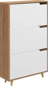HOMCOM Dulap pentru Pantofi cu Economie de Spațiu cu 3 Sertare și Raft Reglabil, Suport Subțire pentru, 72x24x119 cm, Alb | Aosom Romania