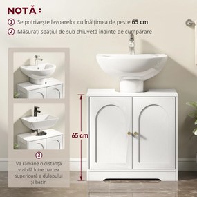 HOMCOM Dulap pentru Sub Chiuvetă cu 2 Uși Arcuite - Alb | Aosom Romania