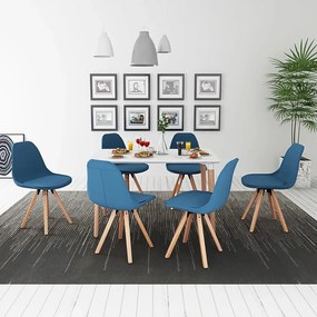 243572 vidaXL Set de masă cu scaune, 7 piese, alb și albastru