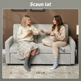 HOMCOM Canapea Pat cu Design Extensibil Clic Clac pentru 2 Locuri - Gri Deschis | Aosom Romania
