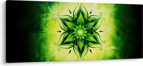 Tablou - Mandala de flori, fundal verde (120x50 cm)