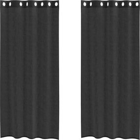 vidaXL Perdele Voile cu Oeli 2 buc Negru 140x245 cm