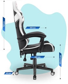 Scaun gaming pentru copii HC - 1004 alb-negru