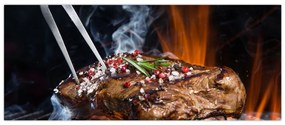 Tablou cu steac pe grill (120x50 cm)