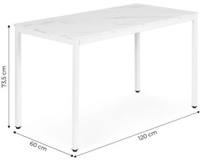 Masă de bucătărie din marmură albă 120 x 60 cm - masă universală pentru 4-5 persoane