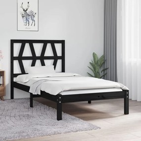 3103962 vidaXL Cadru de pat mic single, negru, 75x190 cm, lemn masiv de pin