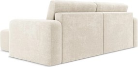 Colțar crem extensibil/cu spațiu de depozitare cu tapițerie din chenille (cu colț pe partea dreaptă/cu șezlong) Kona – Makamii