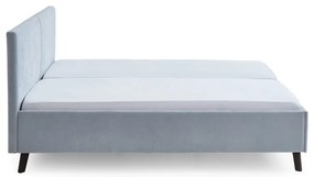 Pat matrimonial albastru deschis tapițat cu somieră 160x200 cm Piano – Meise Möbel