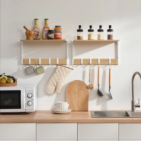 Polita de perete cu carlige VELORY set 2 buc 50x24,2 cm, alb/dub sonoma