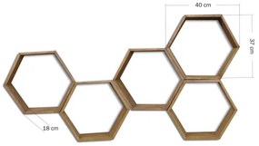 SET 5x etajeră de perete 37x40 cm molid